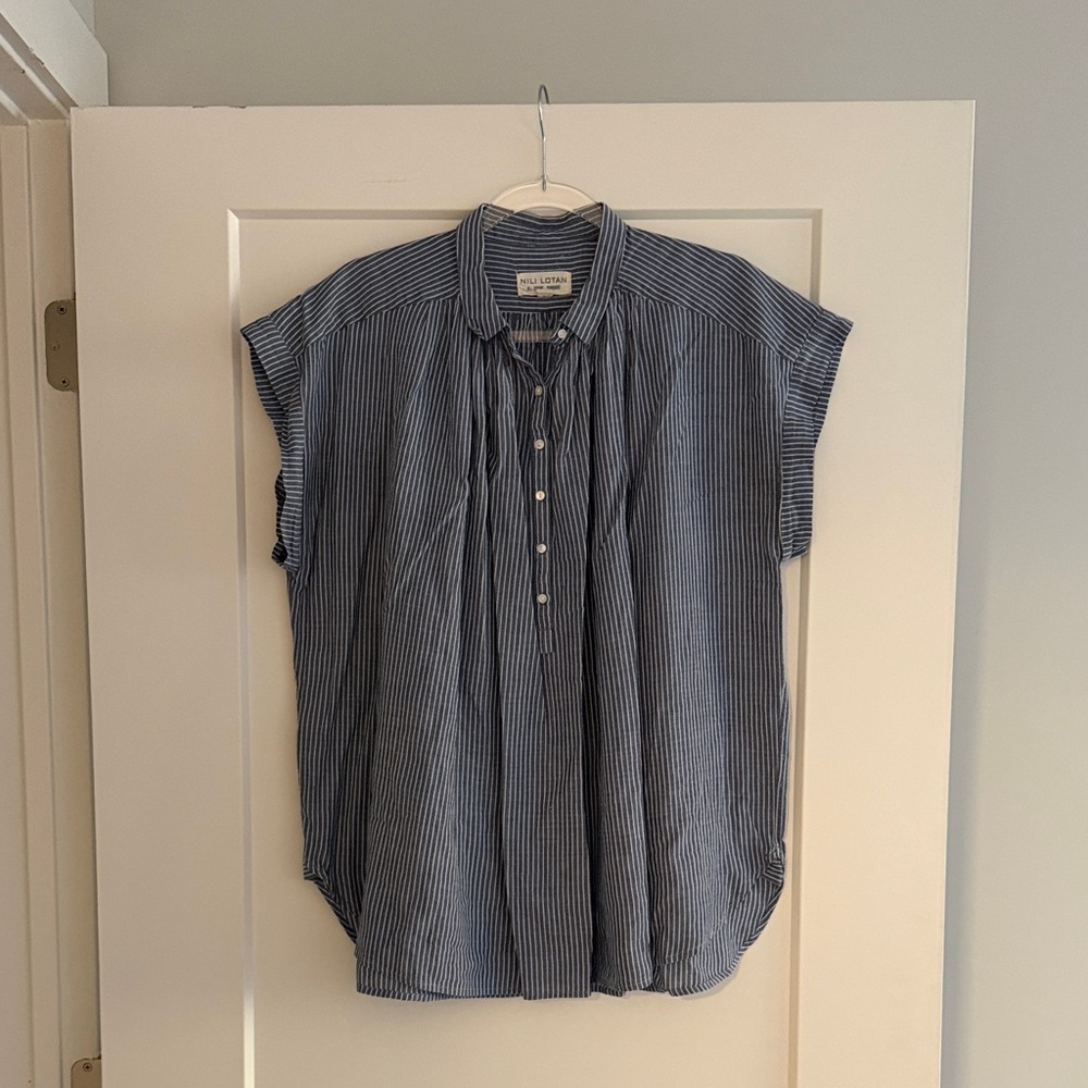 Nili Lotan Navy Striped Shirt